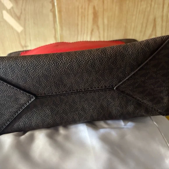 Michael Kors Cece Red and Brown Studded Chain Shoulder Bag - Picture 4 of 8